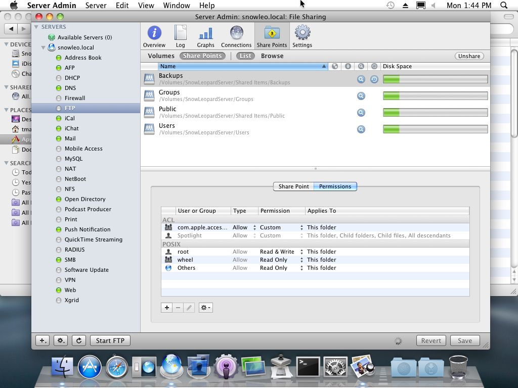 FTP share points. All file sharing settings use the same language and the same configuration menu layout, unifying the administration without unnecessary jargon or terminology