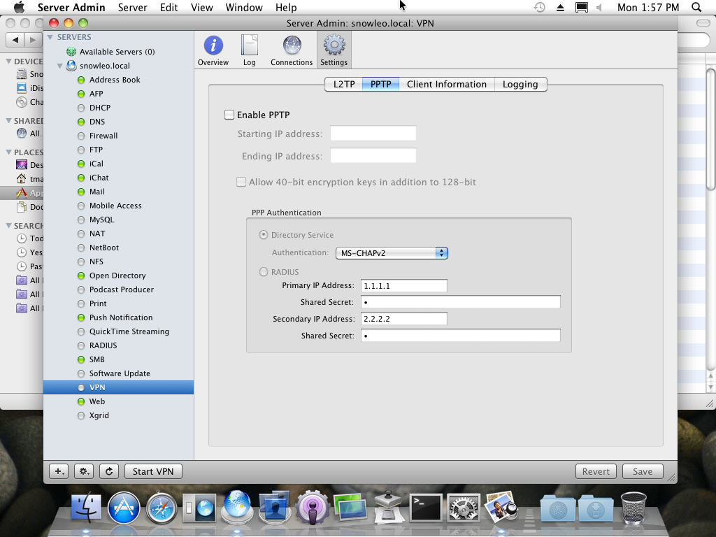 PPTP required even fewer settings and less strict security, meaning all my client computers including Windows could natively connect to it easily